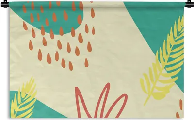 Produktbild von MuchoWow® Wandteppich Wandbehang Sommer - Blätter - Pastell 60x40 cm Tapisserie Dekoration Wandtuch - Wanddekorationen