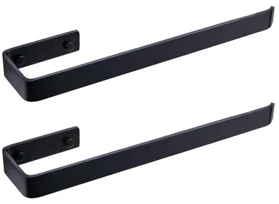Obrázek produktu pro Elzusha – Sada dvou černých držáků na ručníky, 40 cm, nerezová ocel, montáž na zeď