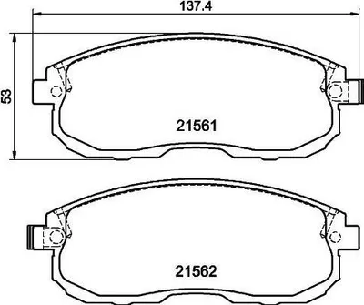 Produktbild von HELLA Bremsbeläge Satz Vorne Bremsklötze für NISSAN MICRA III (K12) 8DB 355 013-991