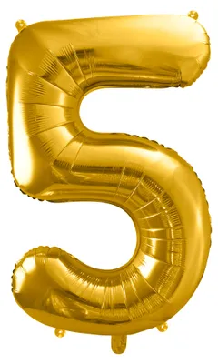 Produktbild von Folienballon Zahl „5“, 86cm, gold