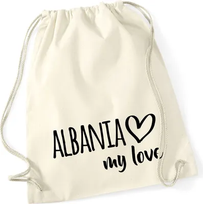 Produktbild von Huuraa Turnbeutel Albania my love 12 Liter Natural Baumwolle Rucksack Geschenkidee