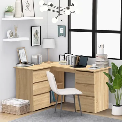 Produktbild von vidaXL Eckschreibtisch Sonoma-Eiche 145x100x76 cm Holzwerkstoff