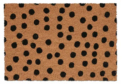 Image de Tapis d'entrée Relaxdays en coco, à pois, L x P : 60 x 40 cm, pour l'intérieur et l'extérieur, antidérapant, naturel/noir