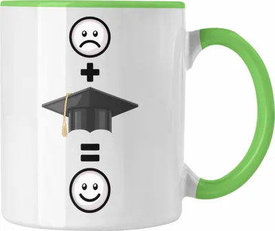 Produktbild von Trendation - Abschluss Tasse Geschenk für Bestandene Prüfung Abitur Bacherlor Master Lustige Geschenkidee :( + Abschluss = :) Geburtstag (Grün)