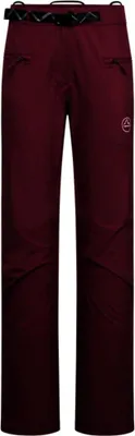 Dunkelrote La Sportiva Alpine Guide GTX Pants W mit Gürtel und Reißverschlusstaschen vorne