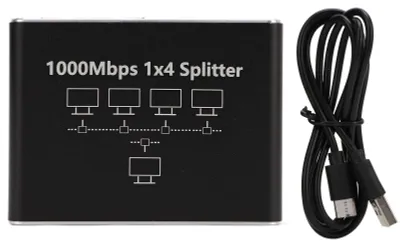 Immagine prodotto di Splitter Ethernet da 1 a 4 Switch LAN Internet ad alta velocità da 1000 Mbit/s per cavi Cat 6 7 8