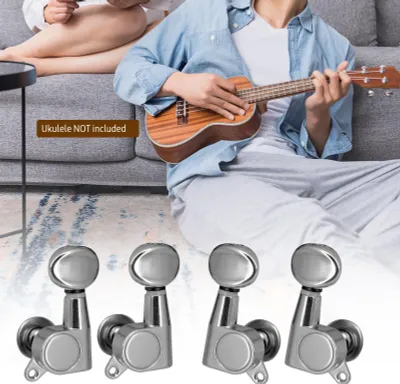 Immagine prodotto di 4 pezzi di chiodi di accordatura per ukulele, bottoni per ukulele, 1:15, chiave di accordatura chiusa per ukulele a corda