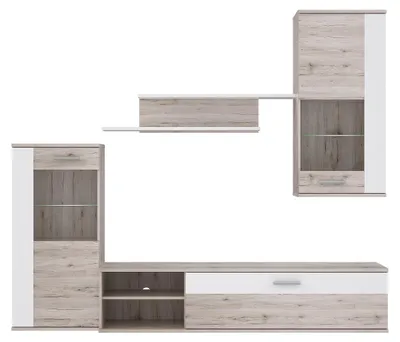 Produktbild von Forte HOT SHOT Moderne Wohnwand 210 220, Große Wohnwand mit 2 Glastüren und 1 Kl