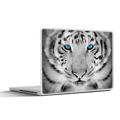 Produktbild von MuchoWow® Laptop Aufkleber Sticker Cover Tiere - Tiger - Augen - Blau - Schwarz und weiß 30x22 cm - Laptop-Sticker