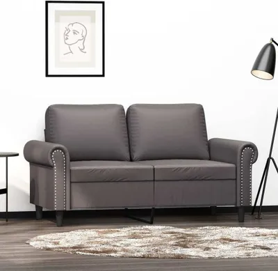 Produktbild von Design 2-Sitzer-Sofa Grau 120 cm Kunstleder, Schlafsofas 2024 Neu