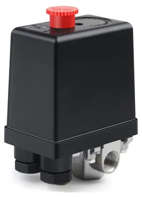 A product shot of an automatic pressure switch for an air compressor.
