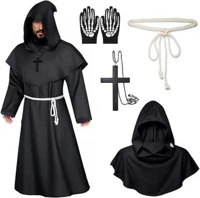 Produktbild von Mönch Kostüm Erwachsene, Hundemantel, mit Kapuze, für Halloween, Rollenspiele