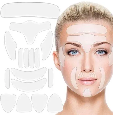 Image de Kits de pansements faciaux en silicone - 16 pièces - Papier anti-transpiration - Hypoallergénique - Pour le visage/le décolleté - Doux et confortables - Pour le contrôle de la transpiration