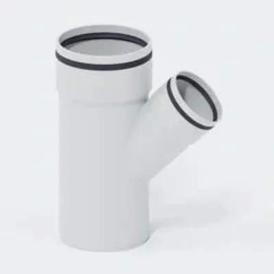 Productafbeelding van POLOPLAST T-stuk, DN160/110, POLO-KAL 3S, PP-MD, Ø160/110mm, 45°, wit, 1 stuk.