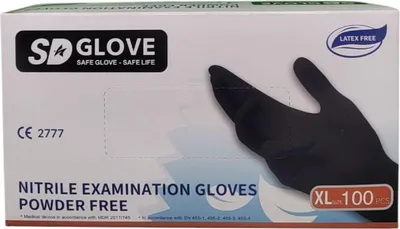 Obrázek produktu pro Rukavice Nitrilové rukavice černé XL SD GLOVE - bezpudrové ochranné 100 ks