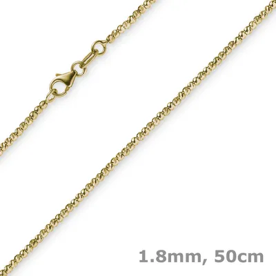 Produktbild von 1,8mm Kette Collier Kugelkette diamantiert aus 585 Gold Gelbgold 50cm