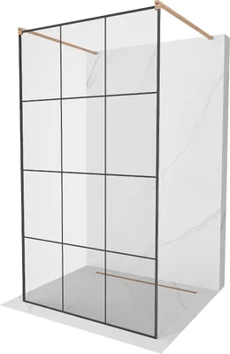 Image de Mexen Kioto paroi de douche 120 x 200 cm, motif noir 8 mm, cuivre brossé - 800-120-002-65-77