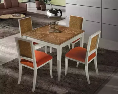 Immagine prodotto di Tavolo da pranzo, set di mobili per la sala da pranzo, arredamento, set di 4 sedie, set da 5 pezzi.