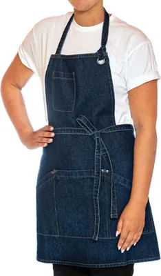 Immagine prodotto di Le Chef DE116 | Grembiule da cucina Grembiule in denim lavato - Colore: Indaco - Dimensioni: 91 x 71 cm
