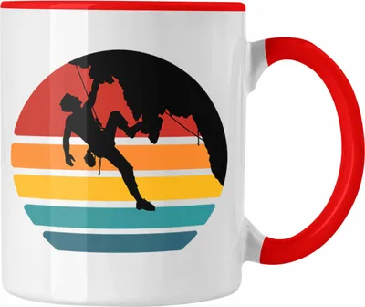Produktbild von Trendation - Bouldern Tasse Klettern Grafik Geschenk für Kletterfans Boulderer (Rot)