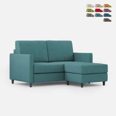 Produktbild von Moderner Zweisitzer-Stoffsofa 158cm mit Fußhocker Karay 140P - Hellblau