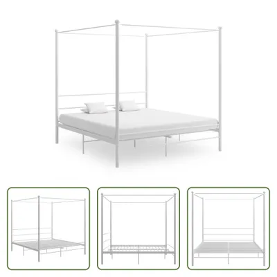 Produktbild von The Living Store Himmelbett Weiß Metall 200x200 cm