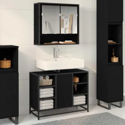 Imagen del producto de Maison Exclusive - Armario de baño, color con aspecto de roble, 80 x 33 x 60 cm