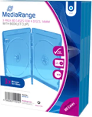 Obrázek produktu pro MediaRange BD-Leerhülle für 4 Discs 14mm blau 30 Stück