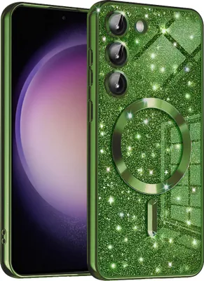 Produktbild von Techsuit Luxury Glitter Back Cover Hülle mit MagSafe für Samsung Galaxy S23 - Dunkelgrün