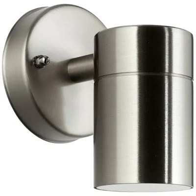 Produktbild von BRILLIANT silberner Außenwandstrahler JANDY | mit geeignetem Leuchtmittel dimmbar | 1x GU10 Fassung max. 20 Watt | Metall/Glas | IP44