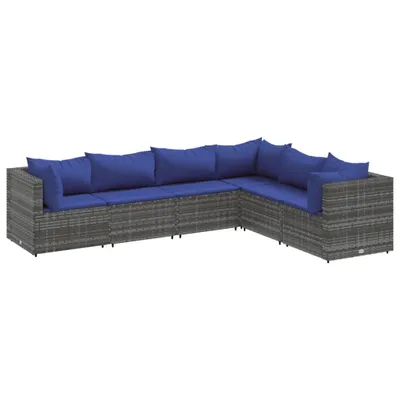 Produktbild von vidaXL 6-tlg. Garten-Lounge-Set mit Kissen Grau Poly Rattan