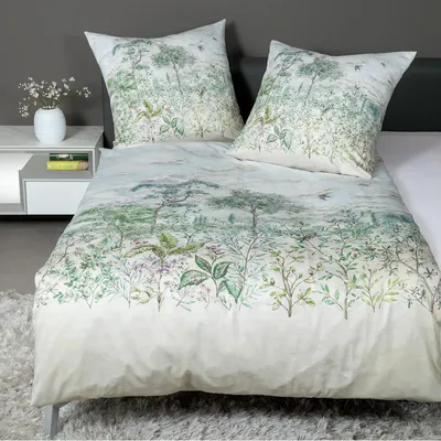 Produktbild von Janine Interlock Jersey Bettwäsche Carmen S 55000-06 oase 155x220 cm + 80x80 cm