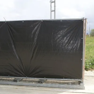 Image de 20x bâche de clôture de chantier (140g/m²) difficilement inflammable B1 1,76 x 3,41m à œillets - noir
