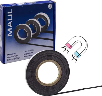 Image de Ruban magnétique MAUL PET 1 pièce 40 g/cm² magnétique autocollant inscriptible 10 m x 1 cm x 1 mm marron