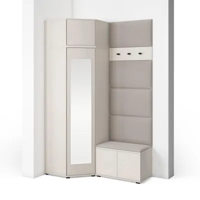Produktbild von Garderoben-Set Napoli Version 18: Eckschrank mit Polsterpaneelen, Schuhschrank Flur und Eingangsbereich (Cashmere/Trinity 03)