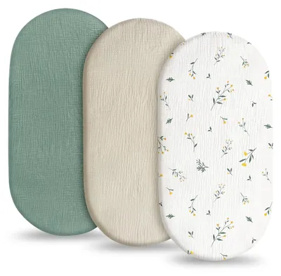 Immagine prodotto di Omgoods - Set di lenzuola per culla per neonati, composto da 3 pezzi, dimensioni 83x43 cm, realizzato in 100% cotone