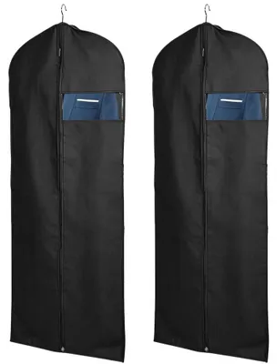2 Kleidersäcke aus Vliesstoff, schwarz, 152x60 cm, für Reisen