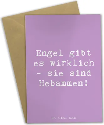 Produktbild von Mr. & Mrs. Panda Grußkarte Spruch Hebamme Engel - Lavendeltraum - Geschenk, Dankbarkeit, Liebe, osterkarte, Bedanken, Familie, weihnachtskarten, Aufmerksamkeit, Geburt