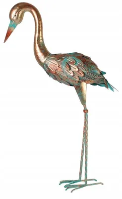 Zdjęcie produktu dla Czapla Dekoracja Ogrodowa Metalowa Figurka 58Cm Realistyczna Detal Ręczna
