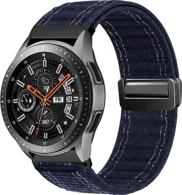 Produktbild von Smartwatch Armband für Samsung Galaxy Watch (2018) 42mm Nylon Textil Band Ersatzband Wechselband Magnetverschluss flexibel atmungsaktiv Blau Dunkelblau