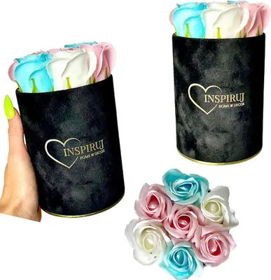 Immagine prodotto di Fioriera Inspiruj - Scatola nera con rose di sapone - n. 13 mix blu-rosa