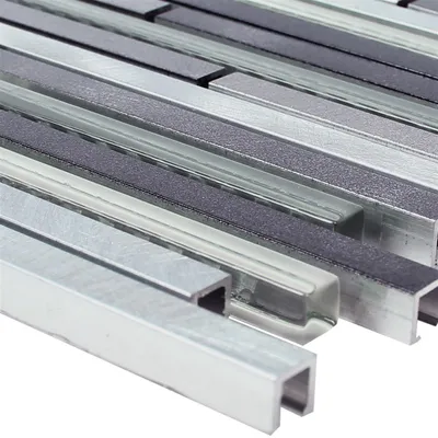 Produktbild von Glas Metall Mosaikfliesen Freeway Schwarz Silber