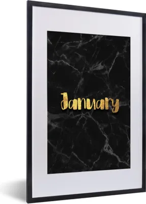 Produktbild von MuchoWow® Gerahmtes Poster Kalender - Januar - Gold - Marmor 40x60 cm - Poster mit Schwarzem Bilderrahmen Wandposter Rahmen Foto Bilder - Poster in Rahmen