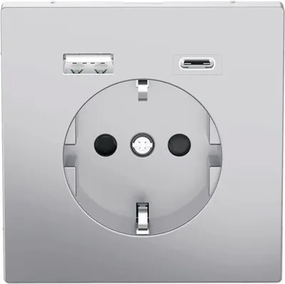 Zdjęcie produktu dla Merten MEG2367-6036 Gniazdo z ładowarką USB typu A + C D-Life stal nierdzewna