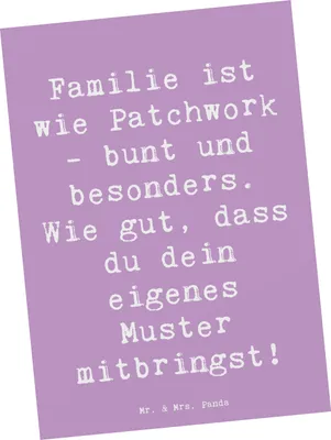 Produktbild von Mr. & Mrs. Panda Grußkarte Spruch Adoptivkind Patchworkfamilie - Lavendeltraum - Geschenk, Postkarte, Postkarten, Lächeln, Muster, Fotokarte, herzerwärmende Sprüche