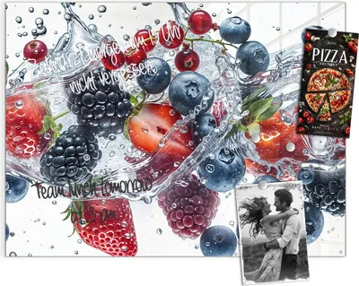 Produktbild von Magnettafel 120x90cm Pinnwand Whiteboard beschreibbar - Beeren im Wasser