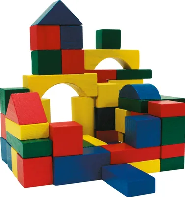 Produktbild von Marionette Wooden Toys Holzklötze - 50 Stück - im Vorratsbehälter - Rot/ Gelb/ Grün/ Blau