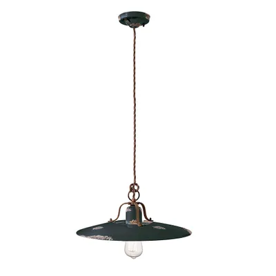 Image de Ferroluce Country Lampe à suspendre en céramique Ø 40cm noire ronde