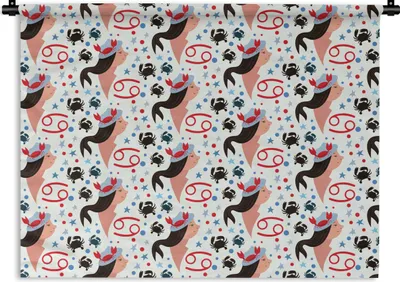 Produktbild von MuchoWow® Wandteppich Wandbehang Tierkreiszeichen - Krebs - Muster 150x112.50 cm Tapisserie Dekoration Wandtuch - Wanddecke - Wandteppiche