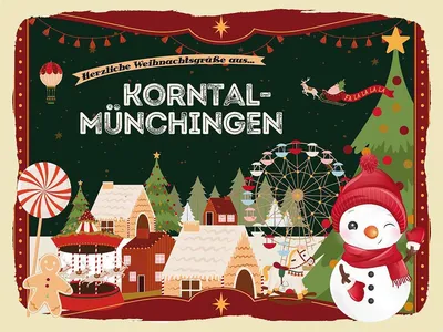 Produktbild von vianmo Holzschild 30x40 cm Weihnachtsgrüße aus Korntal-Münchingen Weihnachten